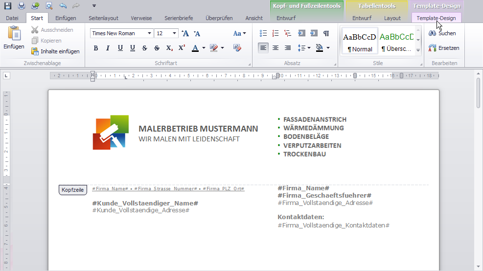 Reiter 'Template-Design'