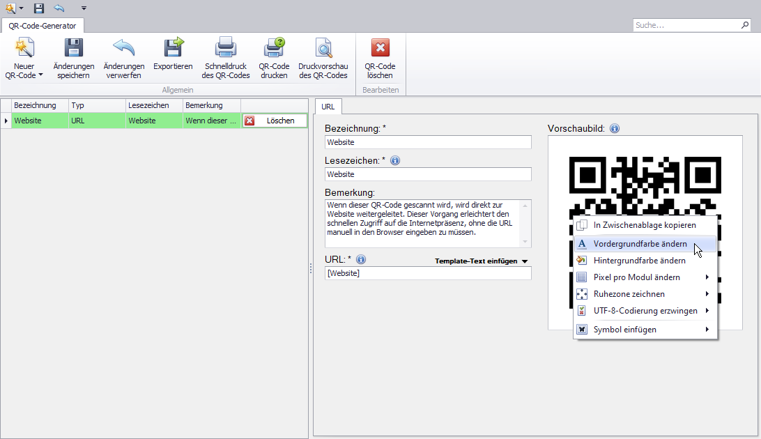 Vordergrundfarbe des QR-Codes ändern
