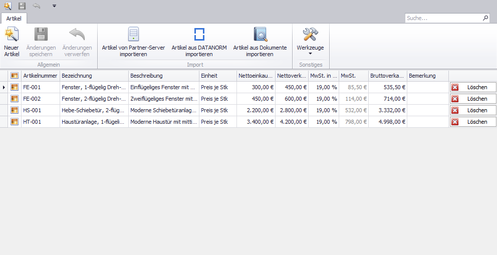 Positionsbilder in Artikelliste